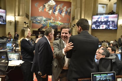 Juan Fernando Cristo ministro del Interior durante la sesin del Senado, en Bogot, Colombia, el 2 de diciembre de 2024. 
 