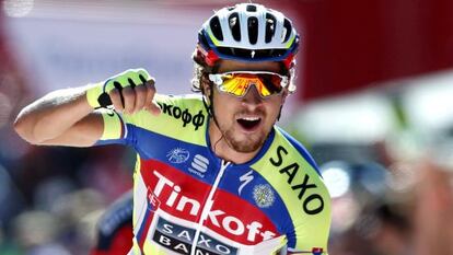 Peter Sagan, tras su victoria en la tercera etapa.