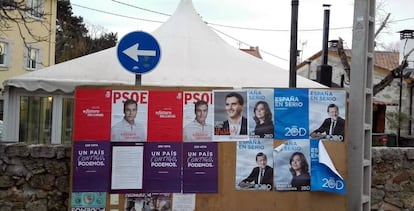 Election posters for the December campaign.
