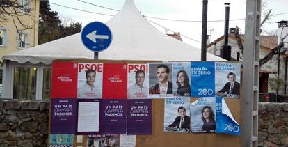 Election posters for the December campaign.