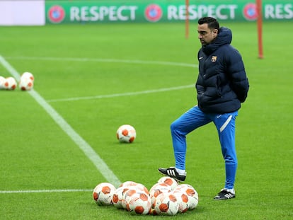 Xavi, en un entrenamiento.