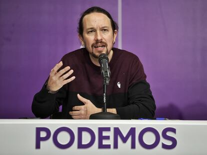 Pablo Iglesias, en el Consejo Ciudadano este sábado en Madrid.