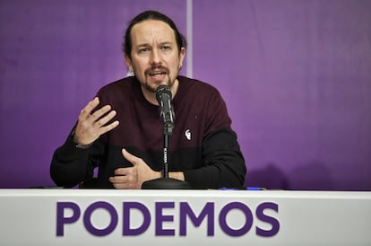 Pablo Iglesias, en el Consejo Ciudadano este sbado en Madrid.