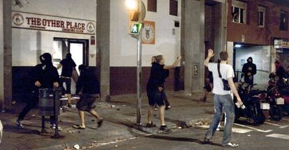 Incidentes en el exterior de la discoteca The Other Place, el pasado octubre en Barcelona.