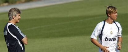 Pellegrini y Guti, durante un entrenamiento.