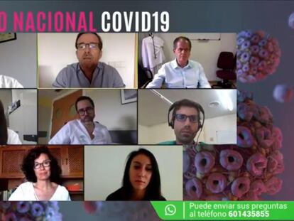 Profesionales sanitario,s durante uno de los debates 'online' del I Congreso Nacional Covid 19.