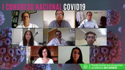 Profesionales sanitario,s durante uno de los debates 'online' del I Congreso Nacional Covid 19.