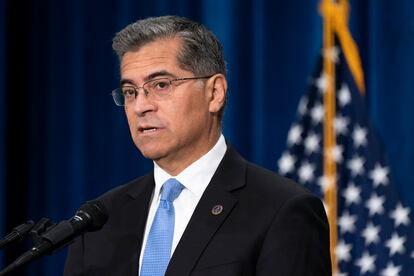 Health and Human Services Secretary Xavier Becerra speaks during a news conference at the HHS Humphrey Building, Oct. 18, 2022, in Washington.