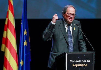 Quim Torra en la presentación del Consejo de la República en Bruselas.