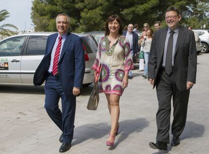 Pere Navarro, Francina Armengol (l&iacute;der de los socialistas de Baleares) y Ximo Puig.