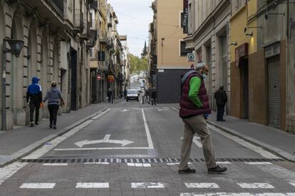 Un carrer d'Igualada, aquest diumenge.