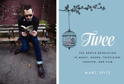 Foto promocional de Marc Spitz y portada de su libro 'Twee'.