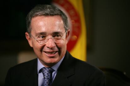 Álvaro Uribe, expresidente de Colombia, durante una entrevista en septiembre del 2007 en  Nueva York (EE.UU). 
