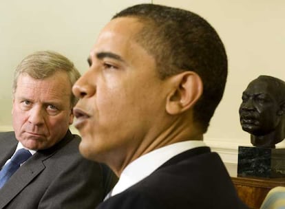 Barack Obama y Jaap de Hoop Scheffer, en el Despacho Oval de la Casa Blanca.