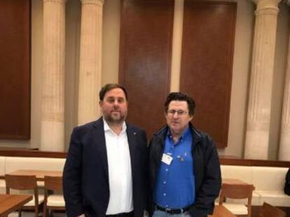 El president de l'ANA, Pedro Altamirano, amb Oriol Junqueras.