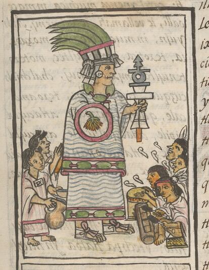 Fiesta de Etzalcualiztli en honor a Chalchiuhtlicue, la diosa mexica del agua, en el Libro 1 del Códice Florentino.