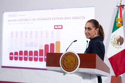 Claudia Sheinbaum, en el Palacio Nacional de Ciudad de México, este jueves.