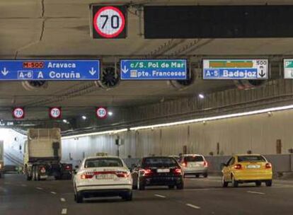 Uno de los túneles de la M-30, que conecta el estadio Vicente Calderón y San Pol de Mar.