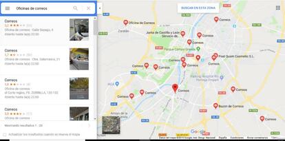 Votar con Google Maps, es más fácil, ya que nos encuentra las oficinas de correos cercanas rápidamente.
