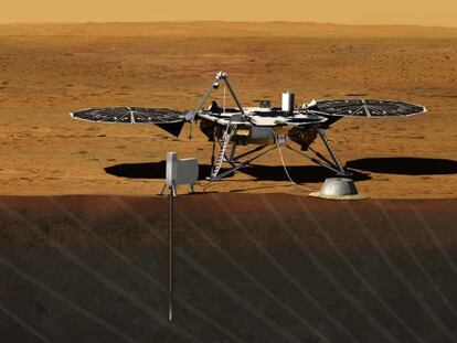 Reproducción cedida por la NASA del robot 'InSight'.