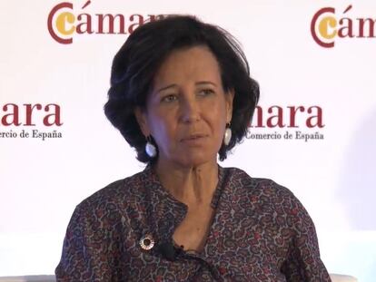 Ana Botín, presidenta del Santander, en la Cámara de Comercio de España.