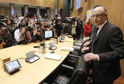 El ministro de Hacienda, Cristóbal Montoro, en en Congreso.