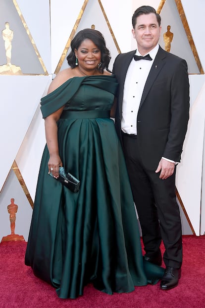 Octavia Spencer, nominada a mejor actriz de reparto por La forma del agua, y el actor y director Tate Taylor.