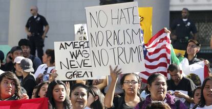 Protestas en Los Ángeles contra la elección de Donald Trump.