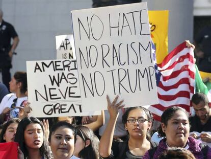 Protestas en Los &Aacute;ngeles contra la elecci&oacute;n de Donald Trump.