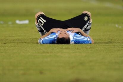 Messi tras un partido con Argentina.