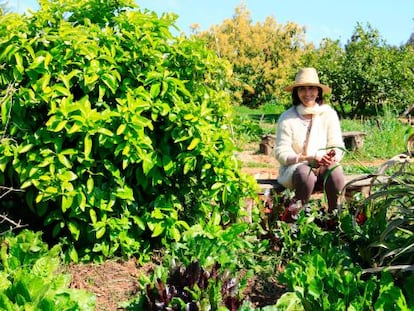 La ecóloga Zineb Benrahmoune Idrissi en su finca biológica, cerca de Rabat.