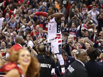 John Wall celebra el triunfo ante los Celtics. 