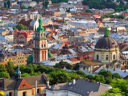 El centro hist&oacute;rico de la ciudad de Lviv, al oeste de Ucrania. 