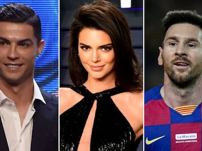 Cristiano Ronaldo, Kendall Jenner y Lionel Messi.