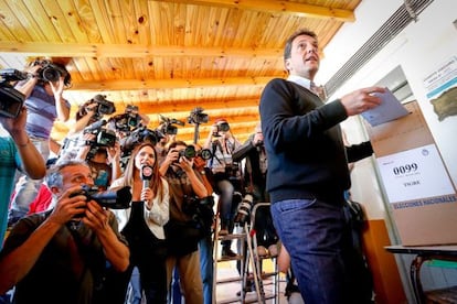 Sergio Massa, al votar hoy en Tigre, provincia de Buenos Aires.