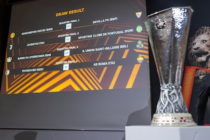 Cuadro de los cuartos de final de la Europa League después del sorteo celebrado este viernes.