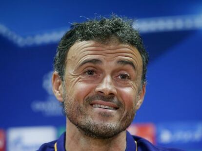 Luis Enrique, en la roda de premsa d'aquest matí.