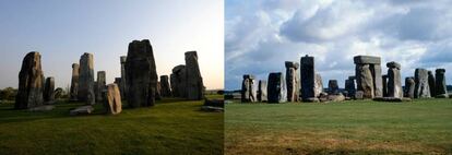 El monumento megalítico de Stonehenge (Reino Unido) ha dejado de ser único. En un parque de una nueva promoción urbanística en Hefei, China, se levanta un conjunto de monolitos idéntico pero, claro, mucho mñas nuevo. |