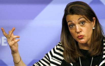 Soraya Rodríguez, durante la rueda de prensa de hoy.