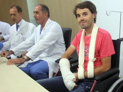 Samuel Sánchez, tras ser operado.