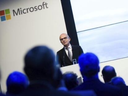 El consejero delegado de Microsoft, Satya Nadella, en Berlín.