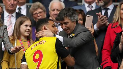 El empresario italiano Gino Pozzo, acusado por su desembarco en el Granada C. F., durante un partido del Watford inglés, en 2019.