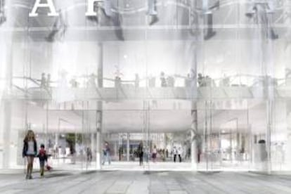 Fotografía facilitada por el Pavillon de L'Arsenal de París, donde se exhibe el proyecto de la renovación de los históricos grandes almacenes La Samaritaine, que firman los arquitectos japoneses Kazuyo Sejima y Ryue Nishizawa, premio Pritzker de Arquitectura, al frente de la agencia Sanaa (Sejima and Nishizawa and Associates).