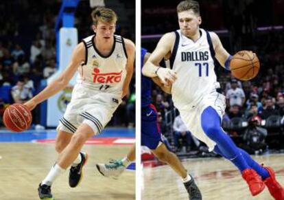 Doncic, en 2015 con el Madrid y esta temporada con Dallas