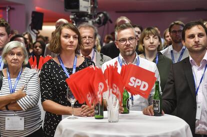 Membres de l'SPD el dia de les eleccions de Baviera.