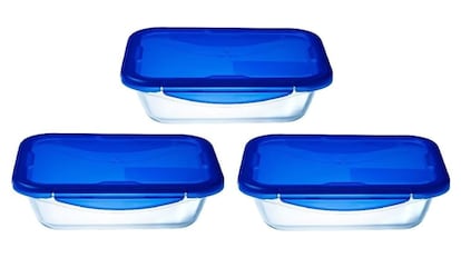 Vista de los táperes de cristal con descuento en Amazon.