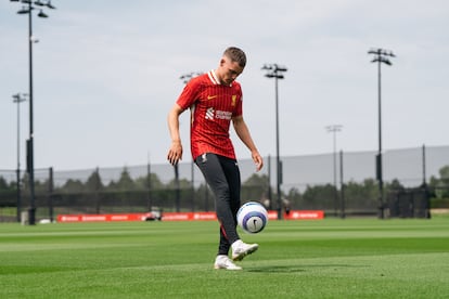 Wirtz, este viernes en la ciudad deportiva del Liverpool.