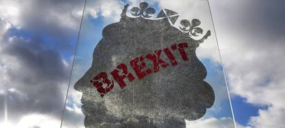 Una instalación artística de Brexit en Park Lane en Londres, Gran Bretaña.