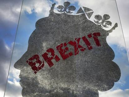 Una instalación artística de Brexit en Park Lane en Londres, Gran Bretaña.