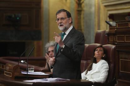 El president del Govern espanyol, Mariano Rajoy, durant la seva intervenció davant del ple del Congrés.